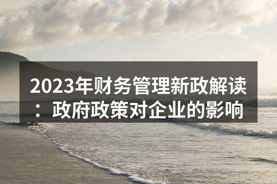 2023年财务管理新政解读：政府政策对企